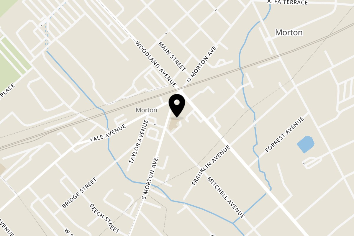 Map showing the location of The Social on Morton on 17 S Morton Ave in Morton